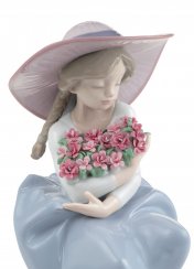 Fragrant Bouquet Girl with Carnations Figurine