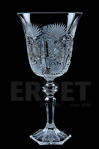 Cut crystal engraved wine glasses - set of 2pcs