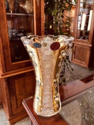Gold-plated cut crystal vase - Height 25cm