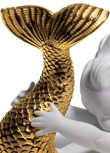 Playing at Sea Mermaid Figurine. Golden Lustre