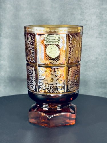 Váza Egermann - ambr-lazura s rytinou