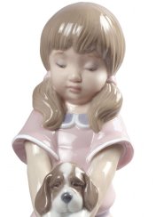 Bathing My Puppies Girl Figurine