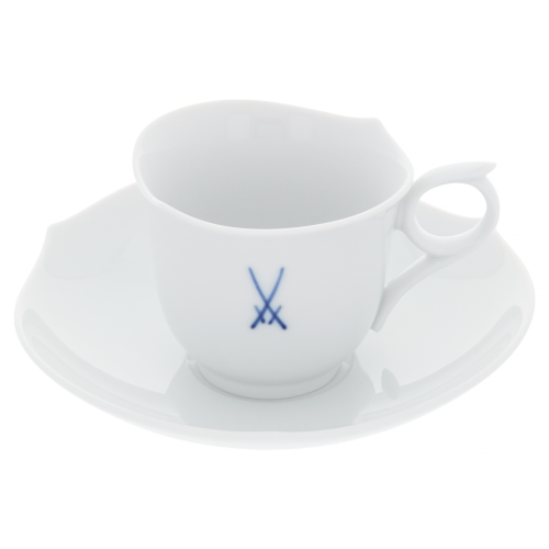 特浓咖啡杯，带碟子和麦森标志 "波纯"。