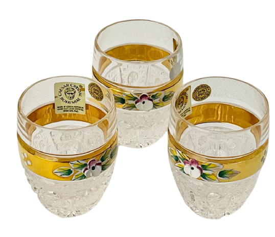 Broušené pozlacené panáky - set 6ks - Výška 6cm/50ml