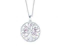 Stříbrný přívěsek Tree of Life, strom života, motýli s křišťálem Preciosa