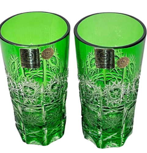 Color-cut crystal long drink glasses - set of 2pcs - Height 10cm/100ml
