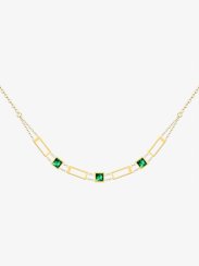 náhrdelník Straight z chirurgické oceli, český křišťál, velký, emerald