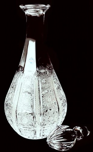 Cut crystal wine bottle - Height 35cm/1000ml