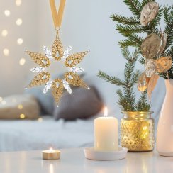 Skleněná ozdoba Vánoční ornament 21, hvězda z českého křišťálu Preciosa