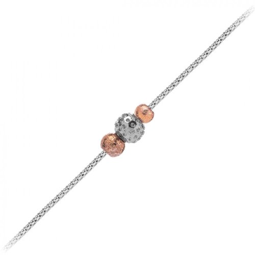Stříbrný náramek Fantasy, 3 perle Preciosa, růžový Délka řetízku: 16 + 3 cm adjusta