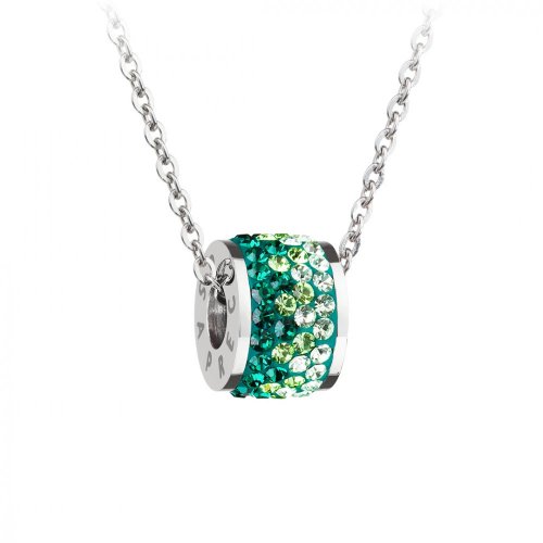 Přívěsek z chirurgické oceli Mirai s českým křišťálem Preciosa, emerald