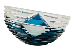 Color-cut crystal beveled bowl - Height 11cm