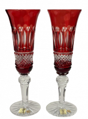 Broušené barevné sklenice na šampaňské - set 2ks - Výška 24cm/155ml