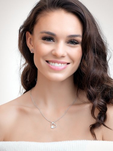 Stříbrný přívěsek Tender Heart, srdce s kubickou zirkonií Preciosa