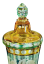 Pohár s žlutomodrou lazurou a rytinou