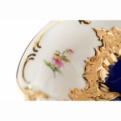 B-forma královsky modrá zlatá bronzová posetá květy - Dezertní mísa