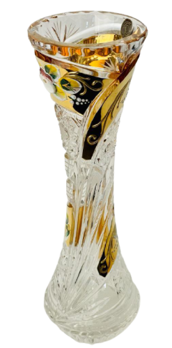 Broušená pozlacená váza - Výška 22cm