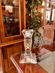 Gold-plated hand cut crystal candleholder - Height 14cm