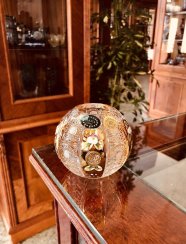 Gold-plated cut crystal vase - Height 7cm