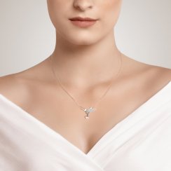 stříbrný náhrdelník Perfect Gem, kolibřík, kubická zirkonie, bílý